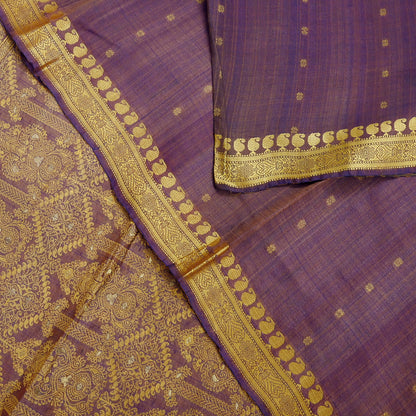 Indian Vintage Heavy Purple Hand Woven Saree 100% Pure Silk Sari 5Yard Floral Dress making Crafting Quilting Upcycle