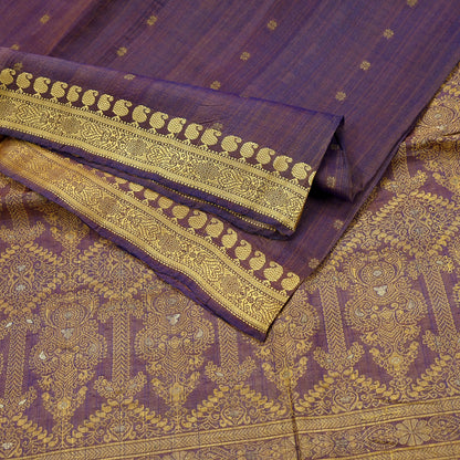 Indian Vintage Heavy Purple Hand Woven Saree 100% Pure Silk Sari 5Yard Floral Dress making Crafting Quilting Upcycle
