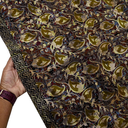 Indian Vintage Sari Black & Green Pure Crepe Silk Hand Embroidered Saree 6yd Sewing Abatract Craft Sequins Dress making Crafting Quilting