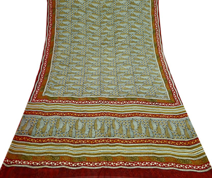Women Vintage Sari Multi Pure Georgette Silk Printed Saree Craft Fabric Sewing 5Yard Soft Light Dress Making Floral Dress making Crafting