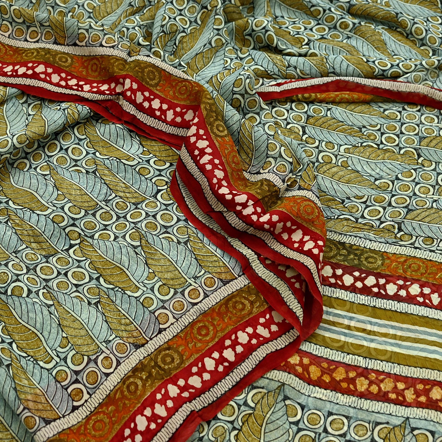 Women Vintage Sari Multi Pure Georgette Silk Printed Saree Craft Fabric Sewing 5Yard Soft Light Dress Making Floral Dress making Crafting