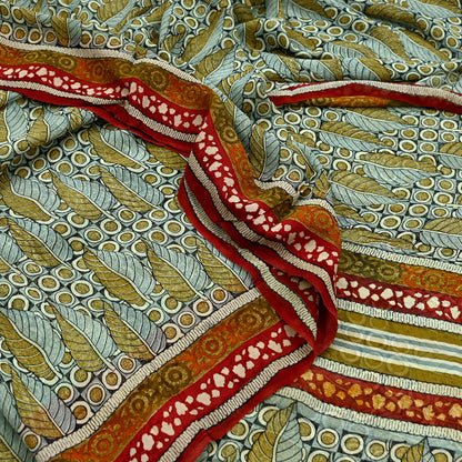 Women Vintage Sari Multi Pure Georgette Silk Printed Saree Craft Fabric Sewing 5Yard Soft Light Dress Making Floral Dress making Crafting