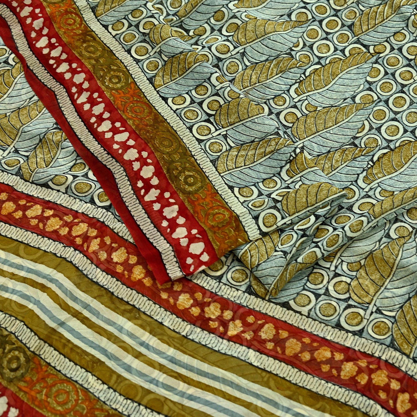 Women Vintage Sari Multi Pure Georgette Silk Printed Saree Craft Fabric Sewing 5Yard Soft Light Dress Making Floral Dress making Crafting