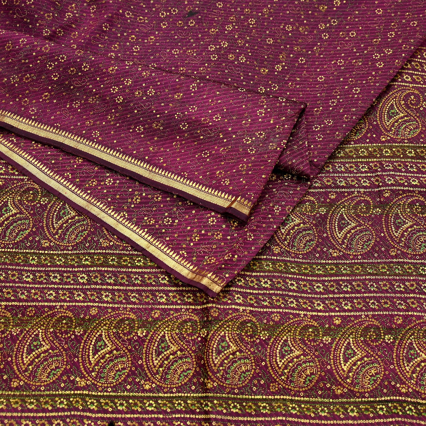 Indian Vintage Sari Purple 100% Pure Silk Painted/Printed Sarees Fabric 5yard Sewing Craft Fabric DressMaking  Soft Wrap Zari Border