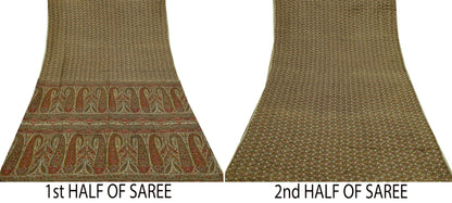 Indian Vintage Sari Green Pure Silk Printed Sarees 5yd Sewing Craft Fabric Dress Making  Soft Floral Wrap Upcycle Used Quilting Crafting