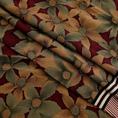 Indian Vintage Sari Green & Maroon Pure Crepe Silk Printed Sarees 6yd Sewing Soft Craft Fabric Wrap Upcycle Quilting Crafting Dress making