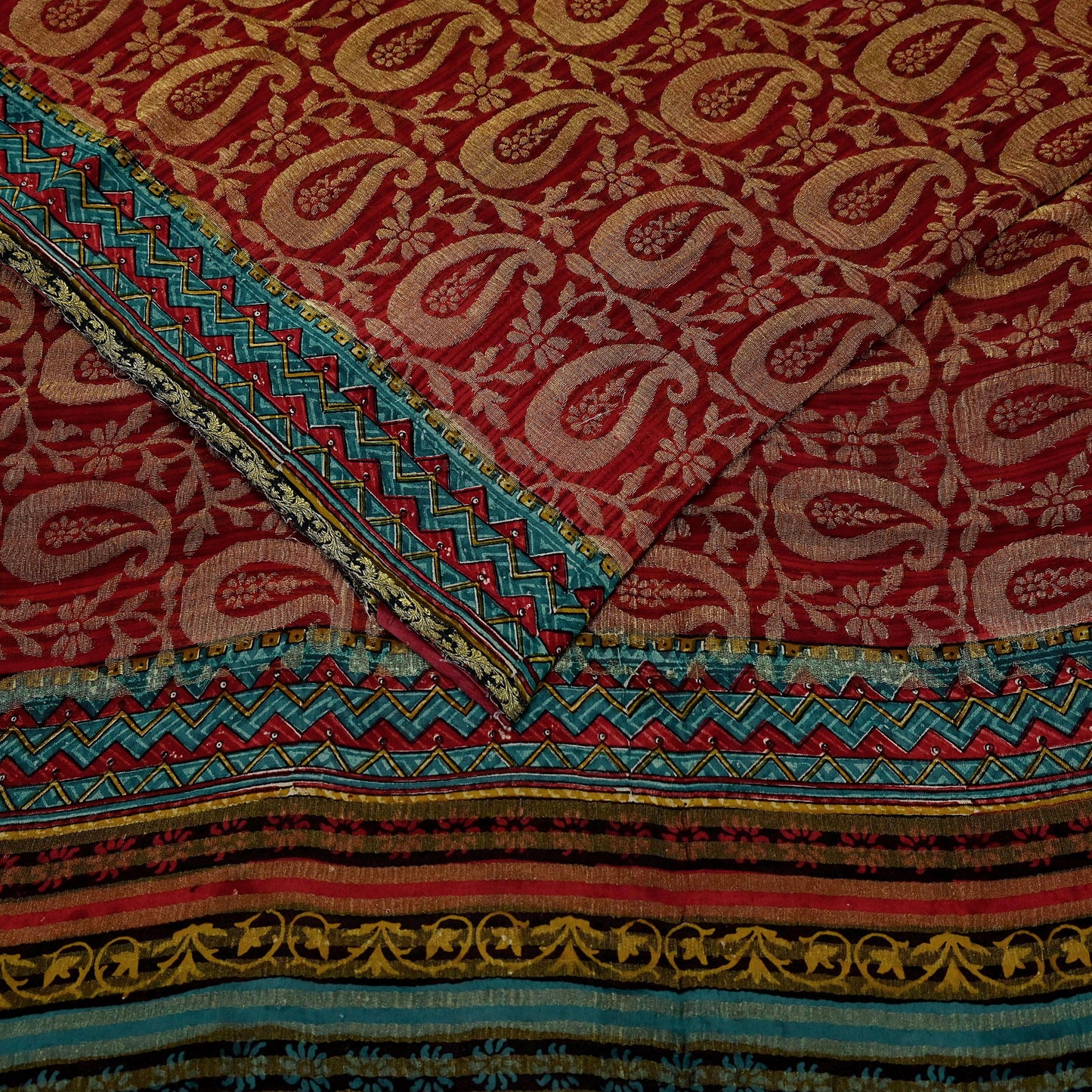 Indian Vintage Sari Hand Woven Pure Georgette Silk Saree Craft Fabric 5Yard Ethnic Floral Soft Dress making Crafting Quilting Upcycle Zari