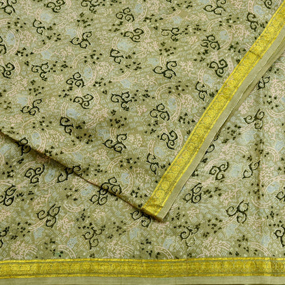 Indian Vintage Sari Green Pure Silk Printed Sarees 6yd Sewing Craft Fabric Dress Making  Soft Floral Wrap Upcycle Used Quilting Crafting