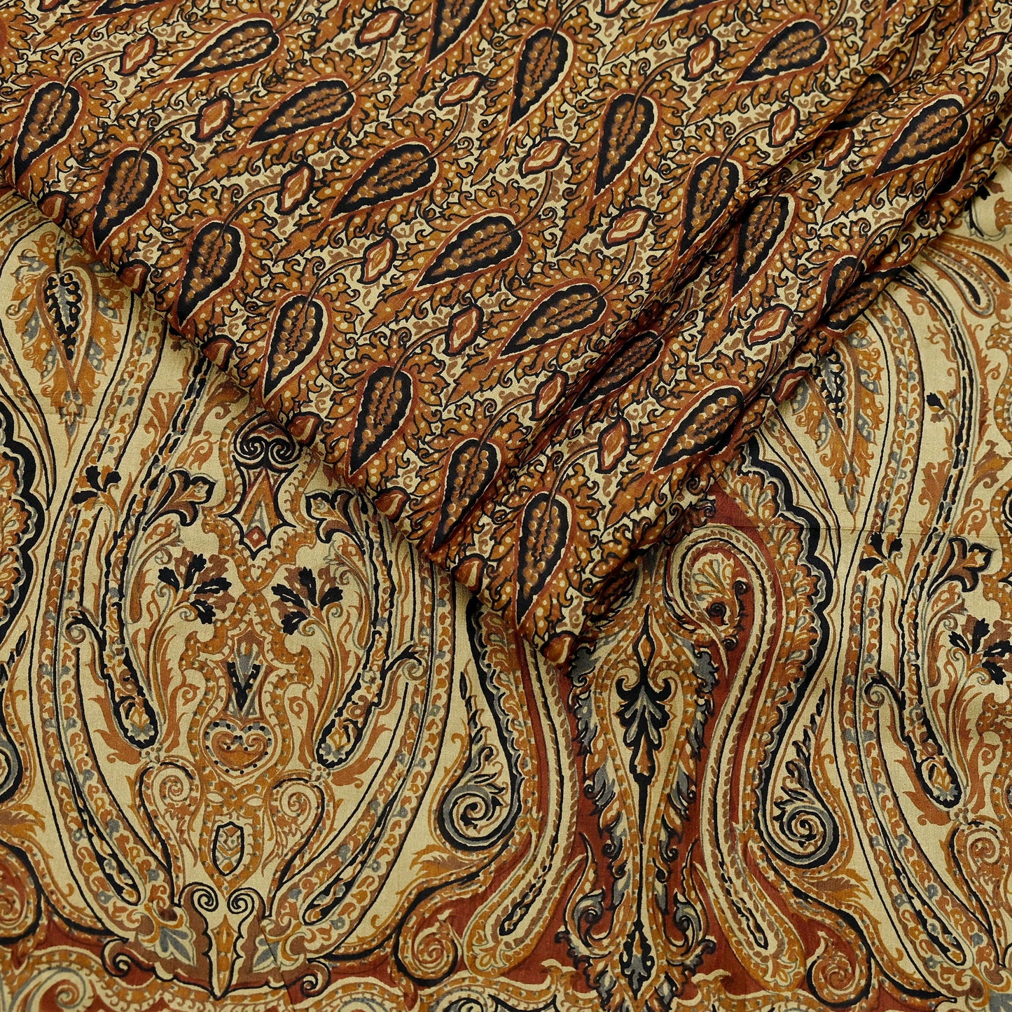 Indian Vintage Sari Brown & Beige 100% Pure Silk Printed Saree 6yd Sewing Craft Fabric DressMaking Wrap Abstract For Crafting Quilting