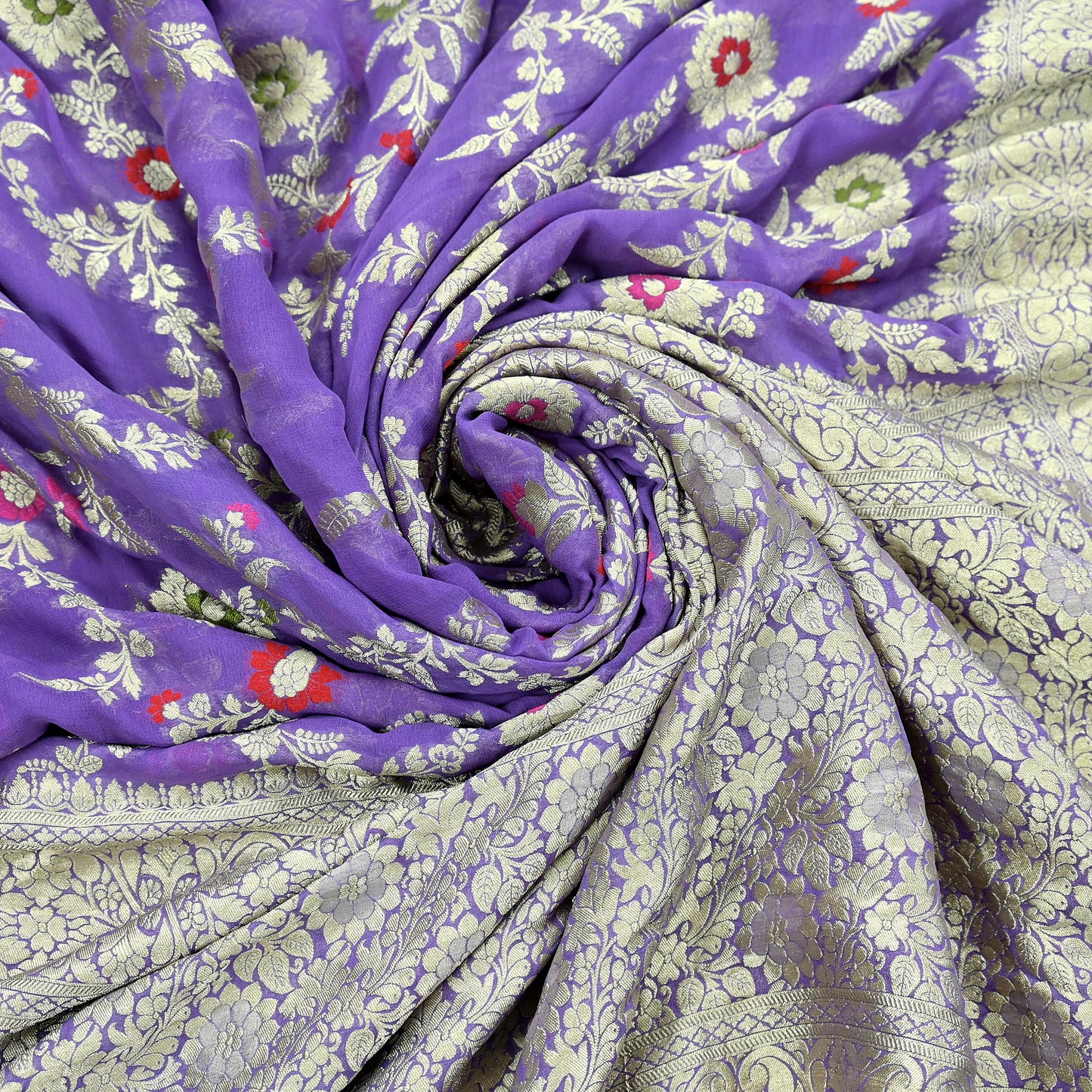 Vintage Heavy Purple Sarees Pure Georgette Silk Hand Woven Sari Craft Fabric 6Yd Sewing Soft Ethnic Zari Dress Making Wedding Sari
