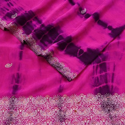 Indian Vintage Sari Pure Crepe Silk Hand Embroidered Sarees 6yd Sewing Craft Fabric Ethnic Wrap Upcycle Quilting Crafting Dress Making