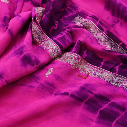 Indian Vintage Sari Pure Crepe Silk Hand Embroidered Sarees 6yd Sewing Craft Fabric Ethnic Wrap Upcycle Quilting Crafting Dress Making