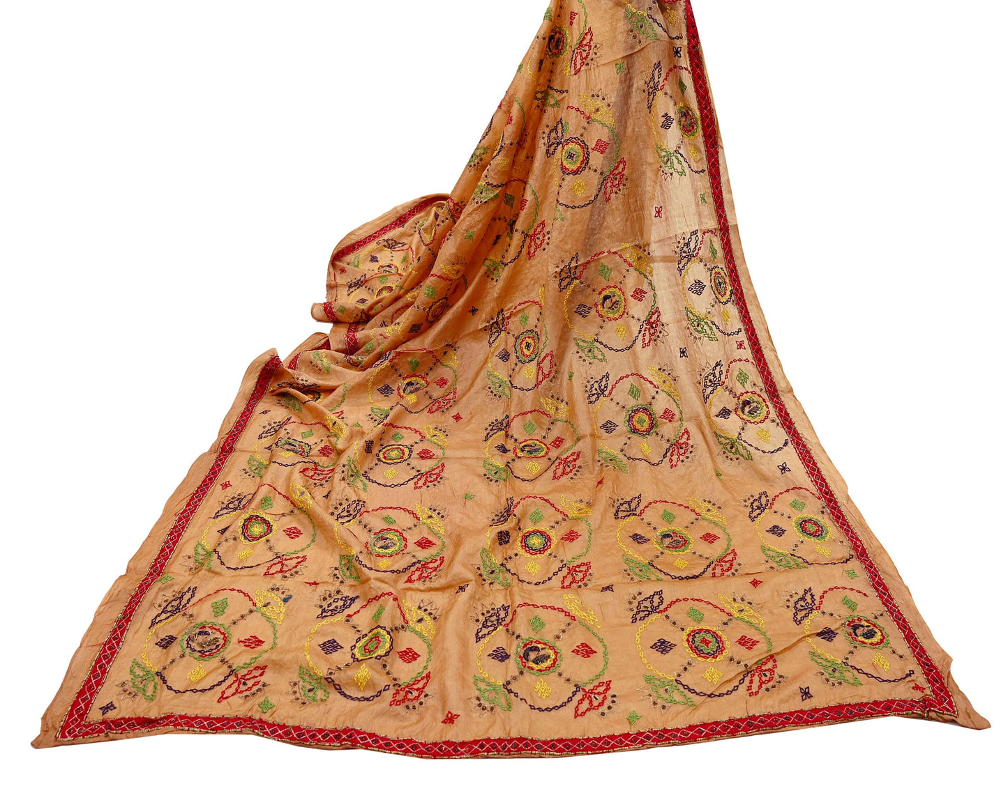 Indian Vintage Black Dupatta Long Stole Pure Silk Hand Embroidered Scarves Veil Scarf Wrap Hippie Boho Zardozi/ Dabka