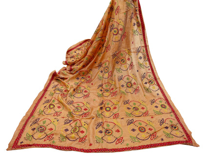 Indian Vintage Black Dupatta Long Stole Pure Silk Hand Embroidered Scarves Veil Scarf Wrap Hippie Boho Zardozi/ Dabka