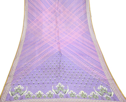 Women Indian Vintage Dupatta Purple Long Stole Pure silk Printed Dupatta Veil Scarves soft Boho Wrap Dressmaking Floral Design