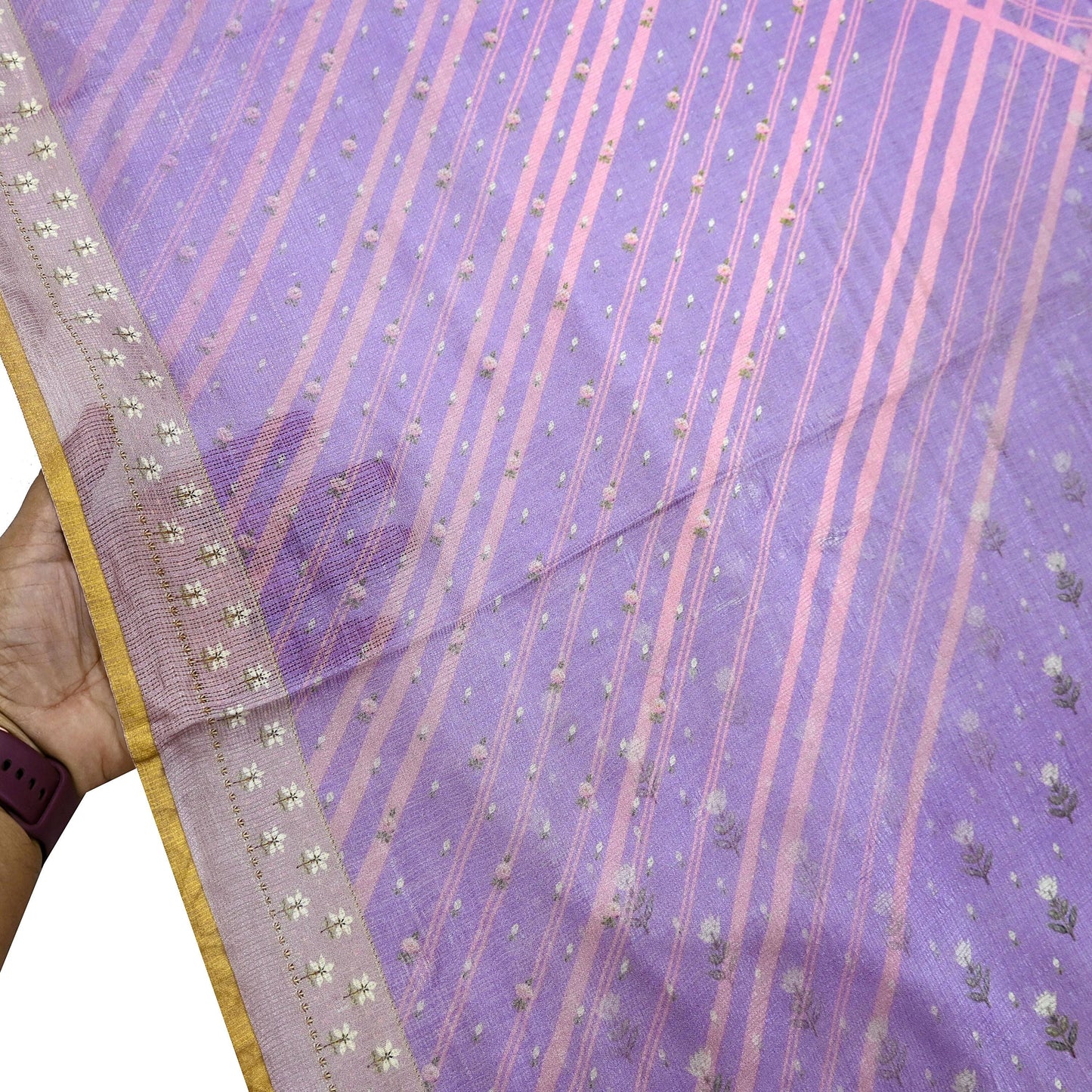 Women Indian Vintage Dupatta Purple Long Stole Pure silk Printed Dupatta Veil Scarves soft Boho Wrap Dressmaking Floral Design