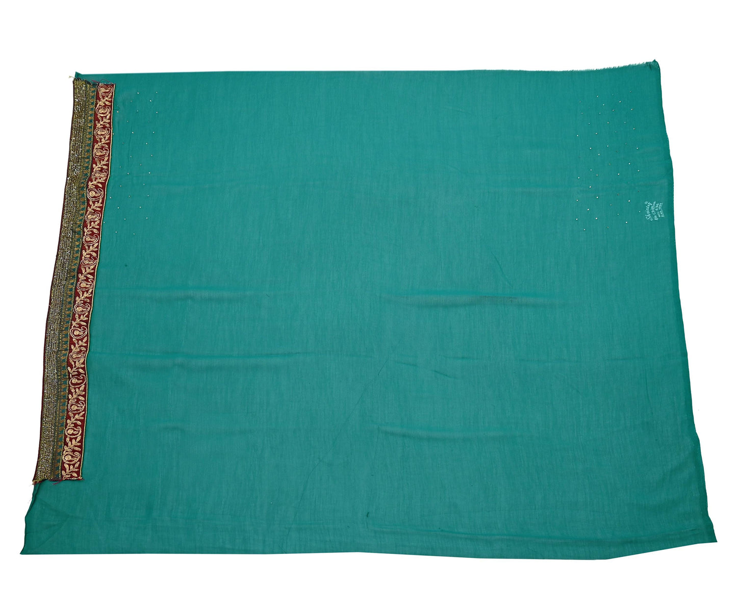 Indian Vintage Heavy Sarees Green Pure Georgette Silk Hand Embroidered Sari Fabric 6Yd Sewing Ethnic Zardozi/dabka zari Wedding sarees