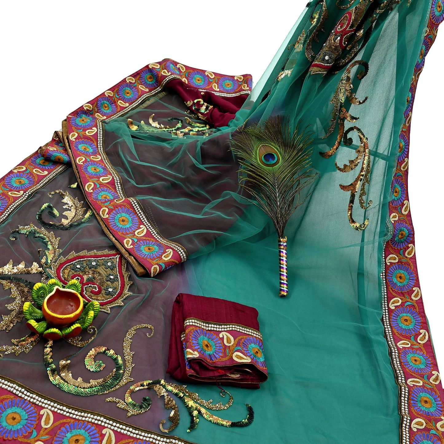 Indian Vintage Heavy Sari Net/Georgette Silk Hand Embroidered Sarees Craft Fabric 6Yd Sewing Soft Wedding sarees With Blouse fabric