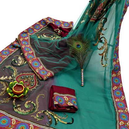 Indian Vintage Heavy Sari Net/Georgette Silk Hand Embroidered Sarees Craft Fabric 6Yd Sewing Soft Wedding sarees With Blouse fabric