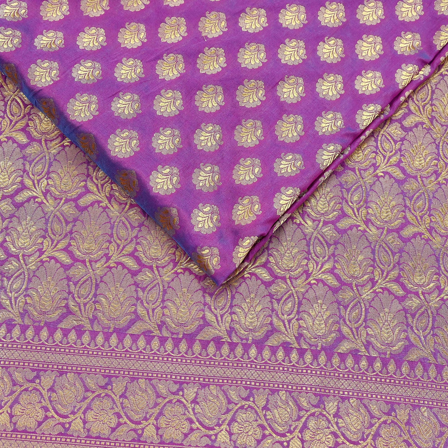 Vintage Heavy Sari Purple Hand Woven Kanjivaram Artificial Silk Sarees Zari 5Yd Floral Craft Fabric Dress making Crafting Quilting