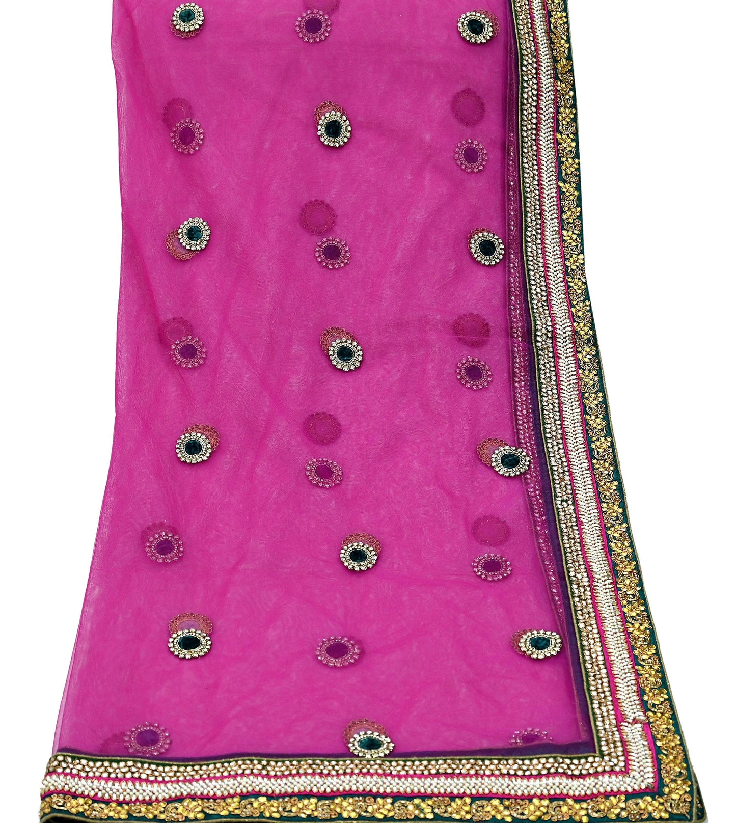 Indian Vintage Heavy Bridal Purple Dupatta Net Mesh Long Stole Hand Embroidered Scarves Golden Zardozi Dabka Zari Sequins Wedding Veil Hijab