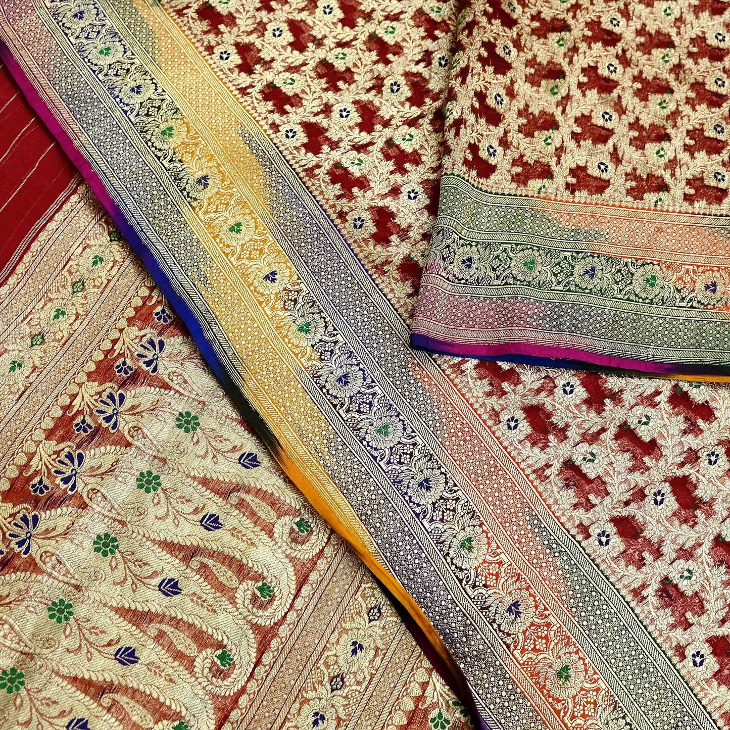 Indian Vintage Sari Heavy Maroon Pure Organza Silk Woven Brocade Banarasi Sarees Zari 5Yd Ethnic Fabric Dress Making Wedding Sarees