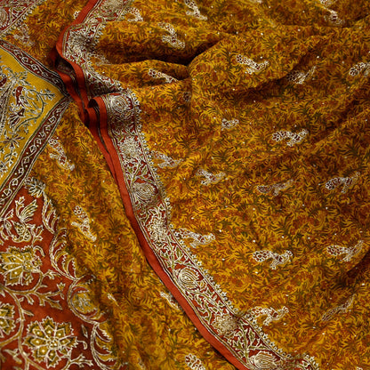 Indian Vintage Saree Pure Chiffon Silk Pre-owned Hand Beaded Ritu Kumar Designer Sari Fabric 6-Yards Soft Ethnic Bollywood Party sarees