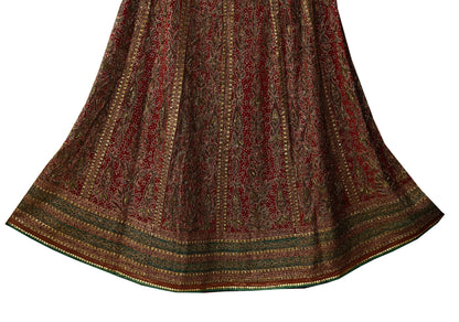 Indian Pre-owned Maroon Pure Silk Hand Embroidered Ritu Kumar Designer Lehenga/Skirt Ethnic Bollywood Party Wear