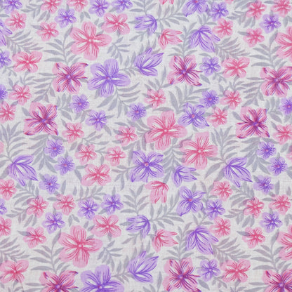 Indian Vintage Sari White & Pink Printed Pure Cotton Sarees Craft Fabric 5Yd Sewing Sarong Wrap Boho Floral Quilting Dress making