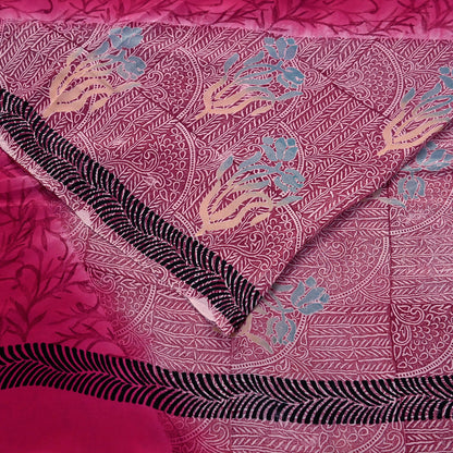 Indian Vintage Sari Pink Pure Crepe Silk Printed Saree 5yd Sewing Craft Fabric Abstract Soft Wrap Dress Making Quilting Crafting