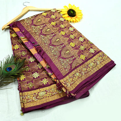 Indian Vintage Heavy Hand woven Kanjivaram Saree 100% Pure Silk Sari Metallic Golden Zari 5Yd Floral Crafting Dress making Fringes