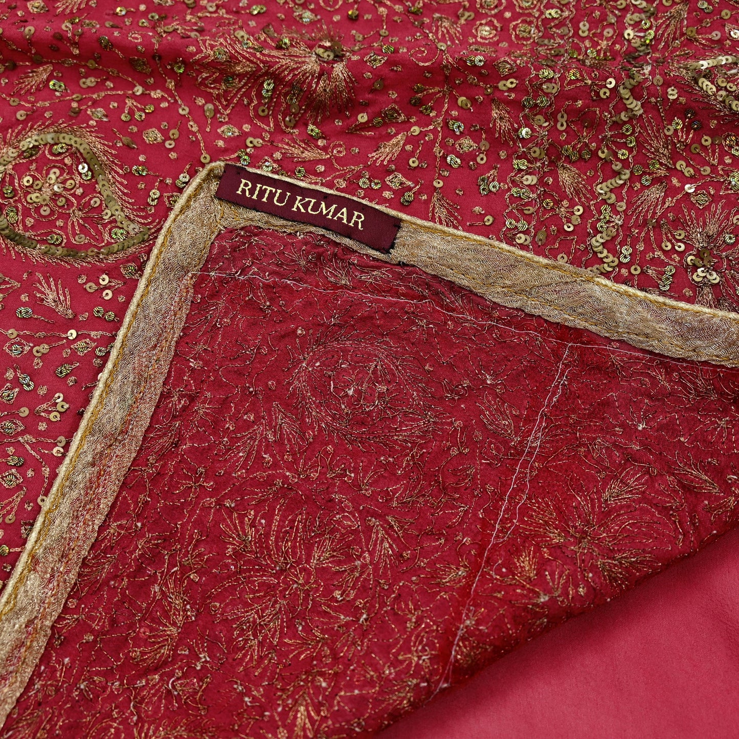 Indian Vintage Pink Sarees Pure Georgette Silk Pre-owned Hand Beaded Ritu Kumar Designer Sari 5Yd Soft Ethnic Bollywood Party sarees