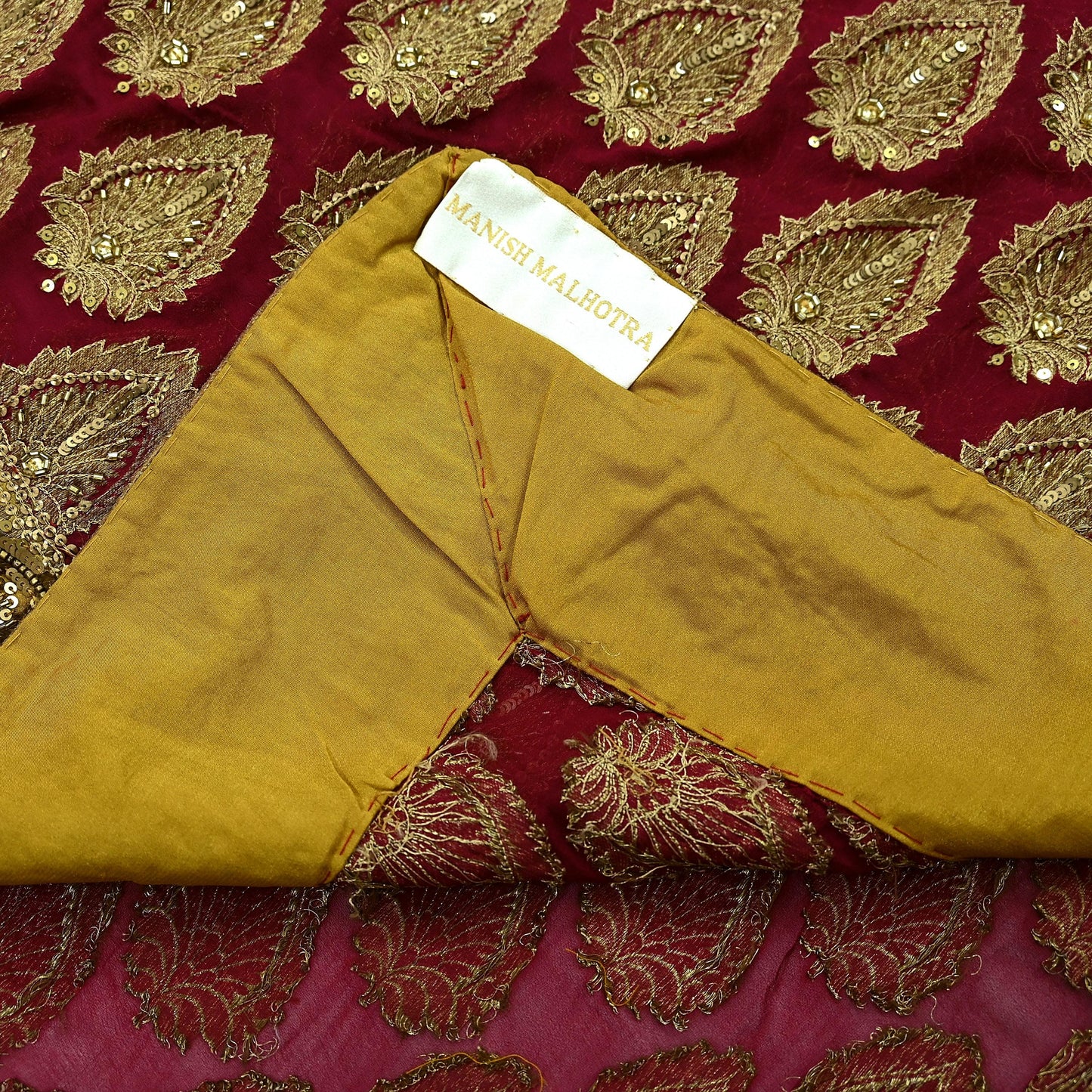 Indian Heavy Sari Red Pure Georgette Silk Hand Embroidered Sarees Designer Manish Malhotra 6Yd Sewing Ethnic Bollywood party wear saree