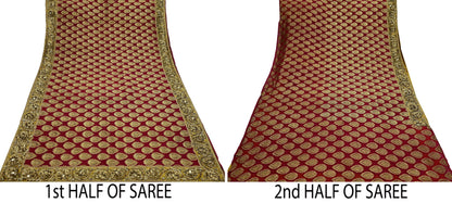 Indian Heavy Sari Red Pure Georgette Silk Hand Embroidered Sarees Designer Manish Malhotra 6Yd Sewing Ethnic Bollywood party wear saree