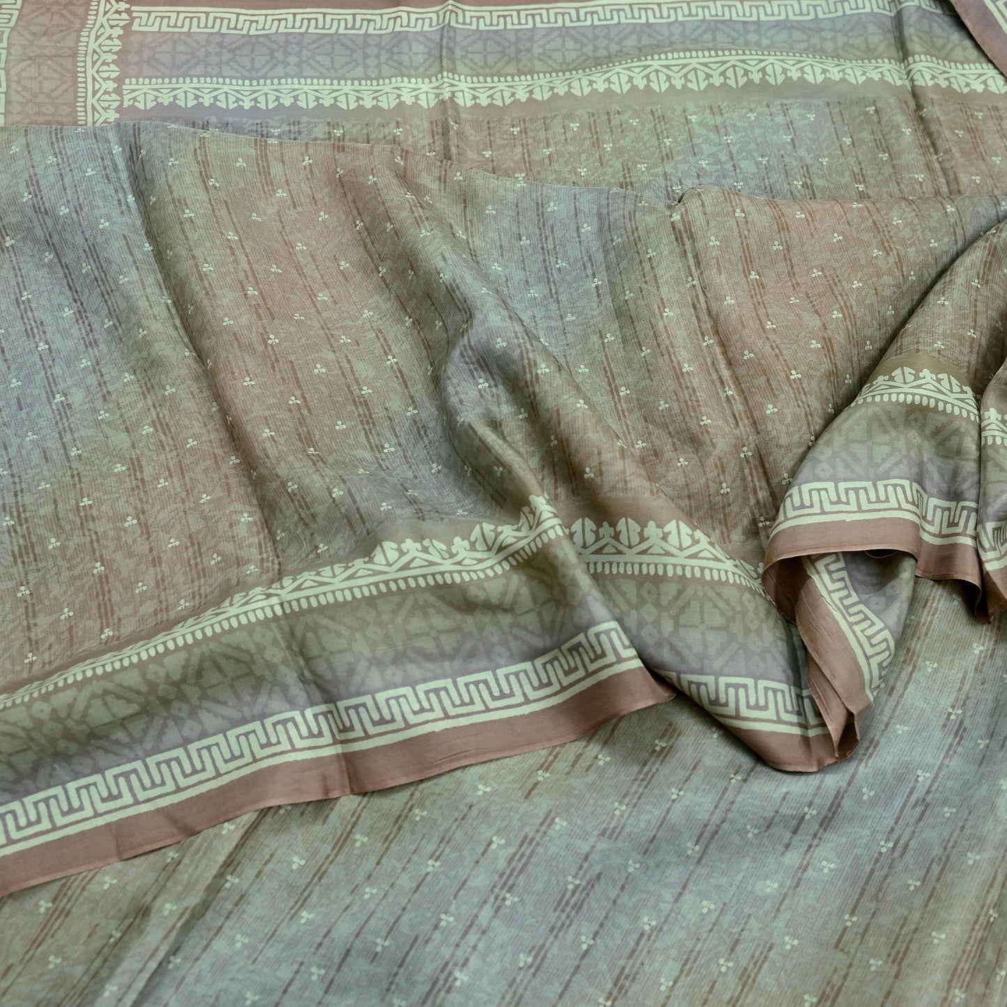 Indian Vintage Sari Green & Brown Pure Silk Printed Sarees 5yd Sewing Craft Fabric Dress Making Soft Wrap Upcycle Used Quilting Crafting