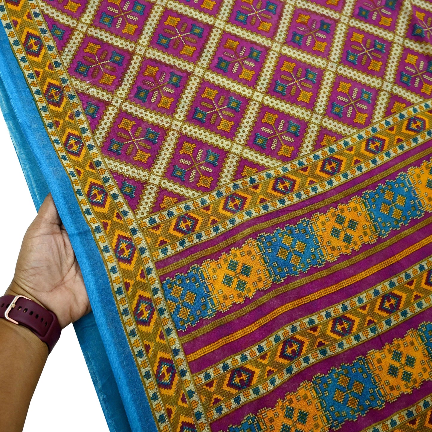 Indian Vintage Sari Purple Printed Pure Cotton Sarees Fabric Floral 5Yd Sarong Wrap Boho Fabric Kimono Dress making Crafting