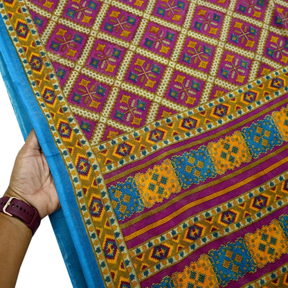 Indian Vintage Sari Purple Printed Pure Cotton Sarees Fabric Floral 5Yd Sarong Wrap Boho Fabric Kimono Dress making Crafting