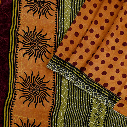 Indian Vintage Sari Multi Pure Crepe Silk Block Printed Saree 5yd Sewing Floral Soft Craft Fabric Wrap Dress making Upcycle For Crafting
