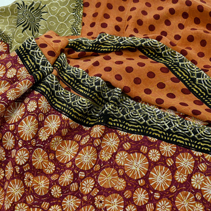 Indian Vintage Sari Multi Pure Crepe Silk Block Printed Saree 5yd Sewing Floral Soft Craft Fabric Wrap Dress making Upcycle For Crafting