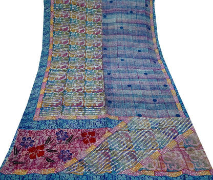 Women Vintage Sari Multi Pure Georgette Silk Printed Saree Craft Fabric Sewing 5Yard Soft Light Dress Making Floral Dress making Crafting