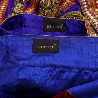 Indian New Heavy Purple & Maroon Colored Mesh/Net Hand Embroidered Lehenga 2pcs Set By Designer Sabyasachi Bridal Wear