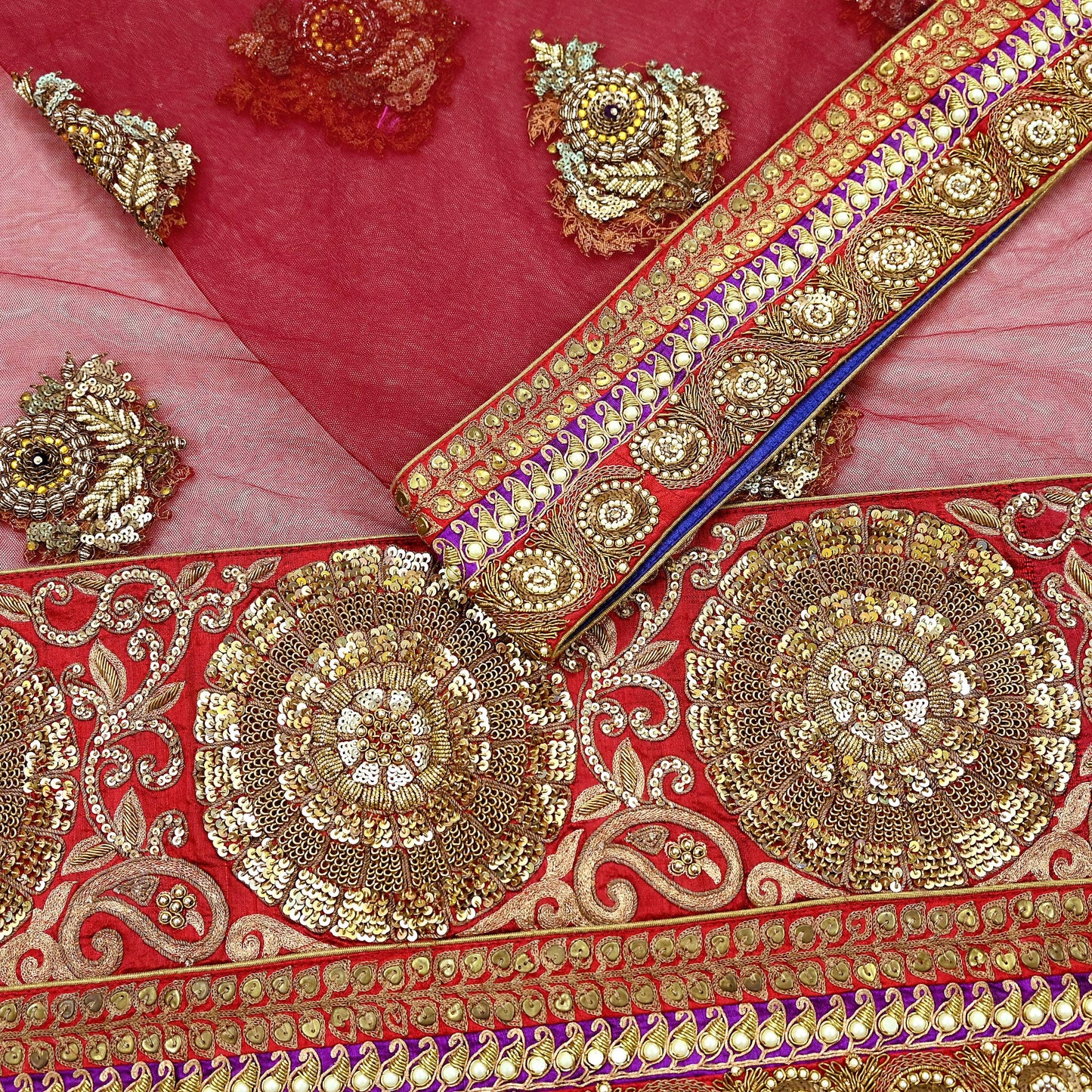 Indian Vintage Heavy Wedding Dupatta Maroon Net Long Stole Hand Embroidered By Designer Sabyasachi Scarves Zardozi Bridal Veil