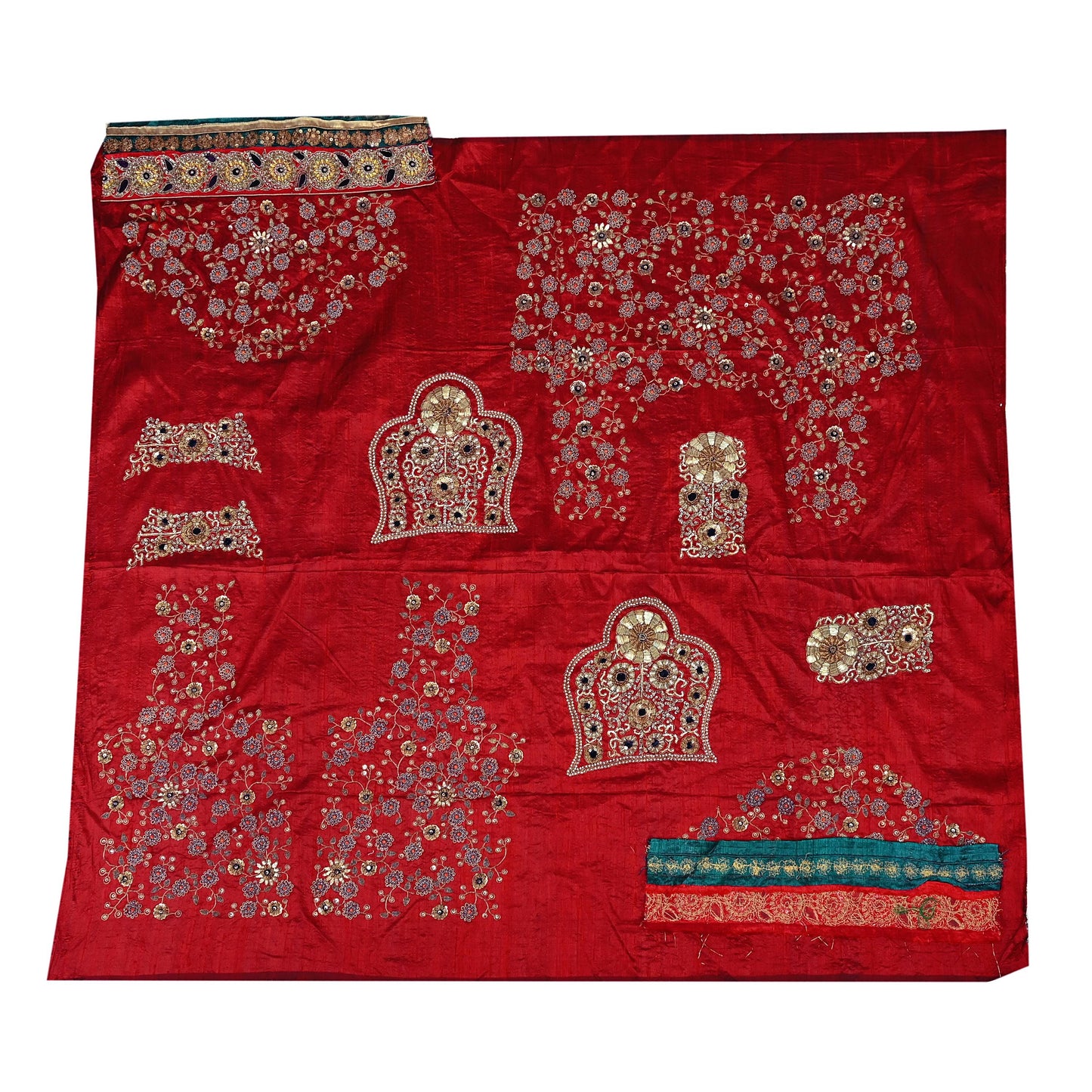 Indian Heavy Maroon Colored Pure Chanderi Silk/Net Hand Embroidered Lehenga 3pcs Set By Designer Sabyasachi Bridal Wear
