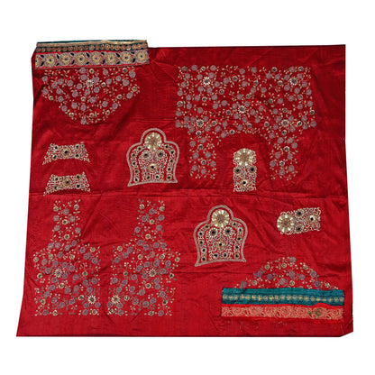 Indian Heavy Maroon Colored Pure Chanderi Silk/Net Hand Embroidered Lehenga 3pcs Set By Designer Sabyasachi Bridal Wear