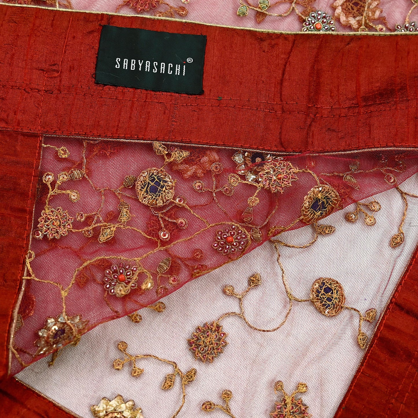 Indian Vintage Heavy Wedding Dupatta Maroon Net Long Stole Hand Embroidered By Designer Sabyasachi Scarves Zardozi Bridal Veil