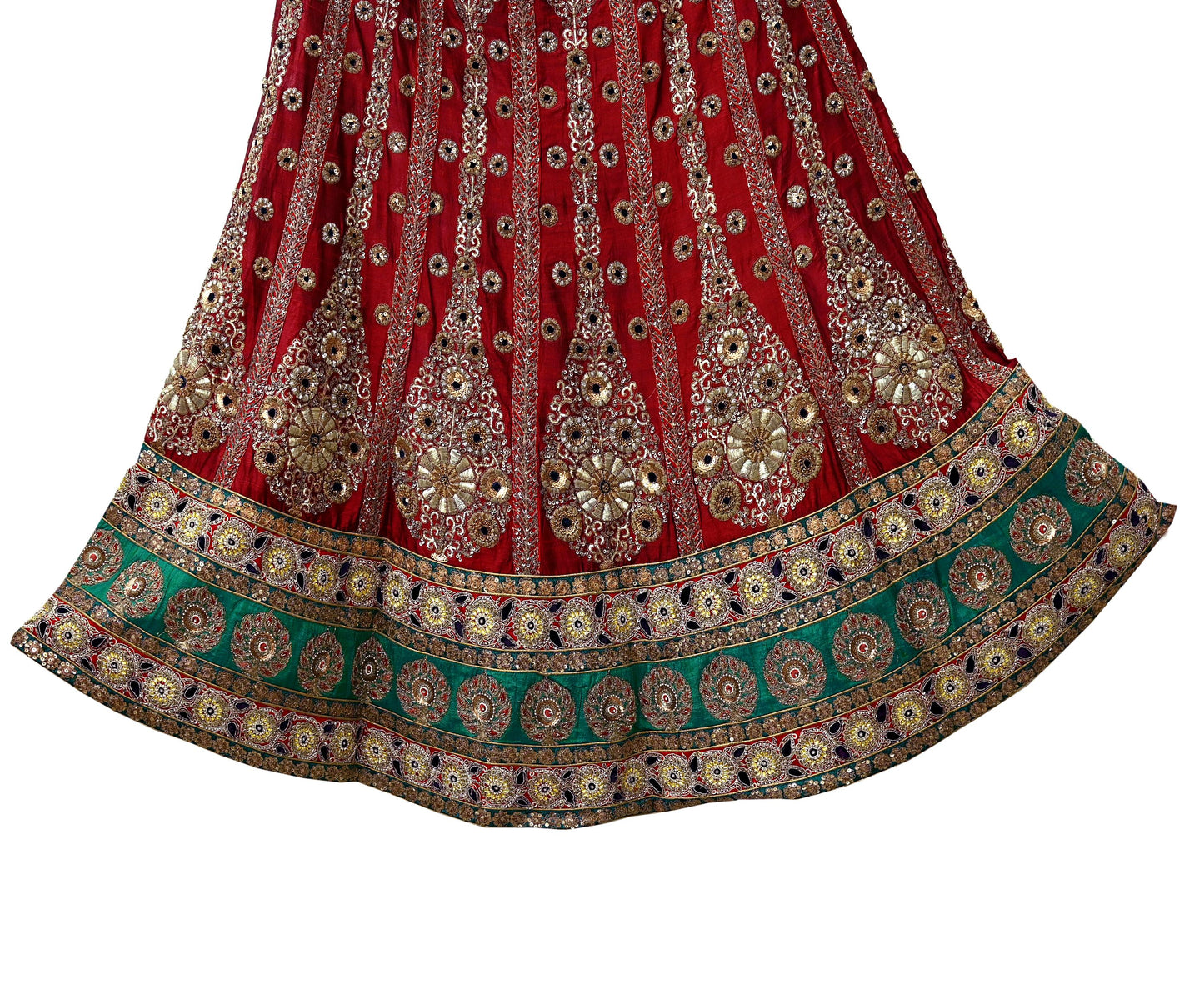 Indian Vintage Heavy Maroon Pure chanderi Silk Hand Embroidered Lehenga Skirt By Designer Sabyasachi Bridal Wear Dabka/ Zardozi