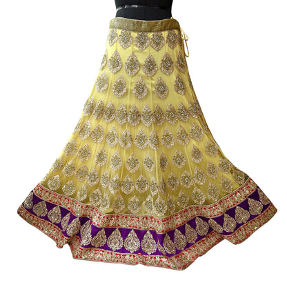 Indian Heavy Wedding Yellow & Red Net/Mesh Hand Embroidered Lehenga 2pcs Set Designer By Manish Malhotra Party Wear