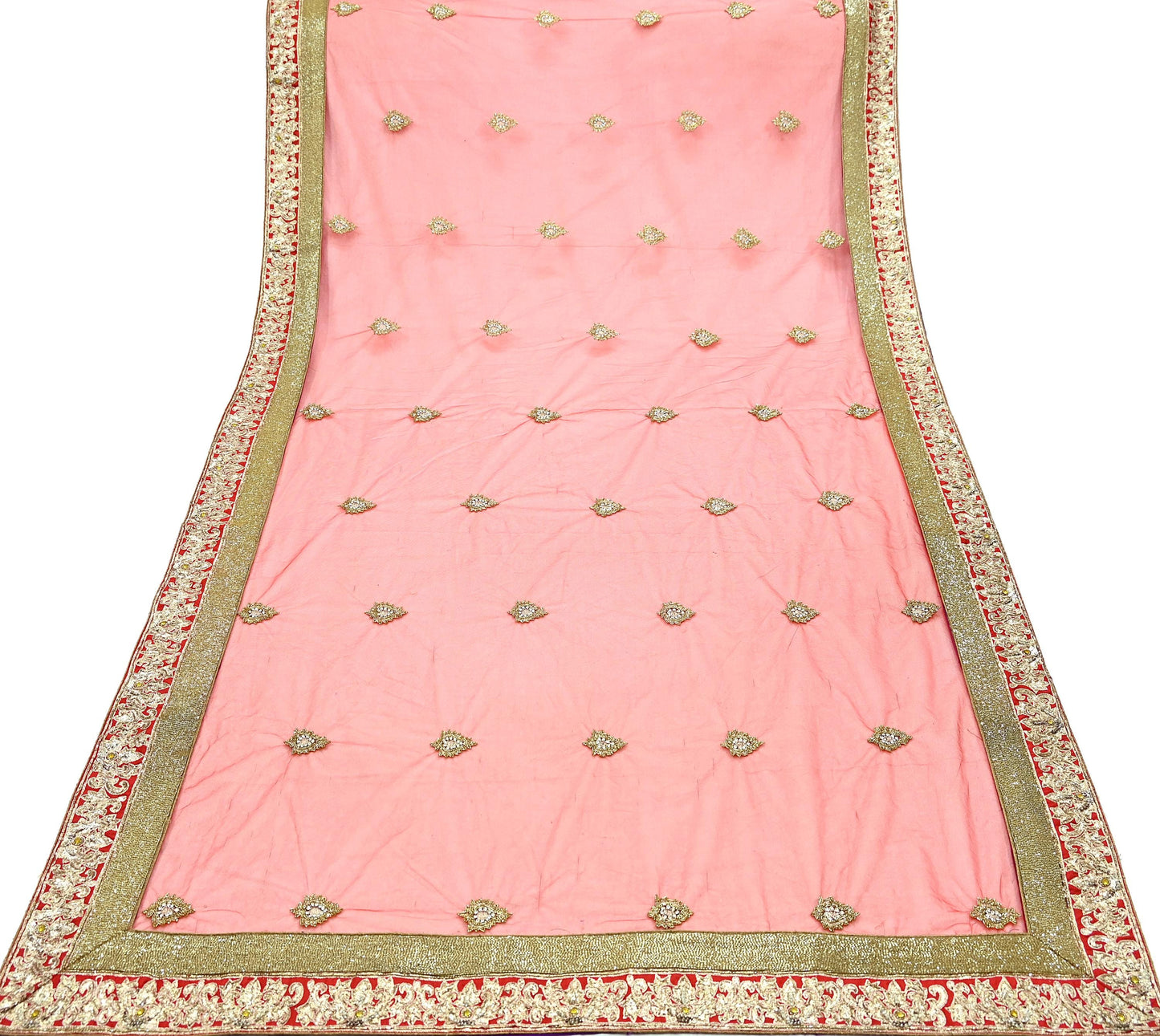 Indian Vintage Heavy Wedding Red Net/Mesh/ Velvet Hand Embroidered Dupatta Designer By Manish Malhotra Bridal Wear Zardozi Veil Hijab