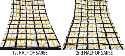 Indian Vintage Sari White Printed Pure Cotton Sarees Craft Fabric 5Yd Sewing Sarong Wrap Boho Paisley Dress making Quilting Crafting