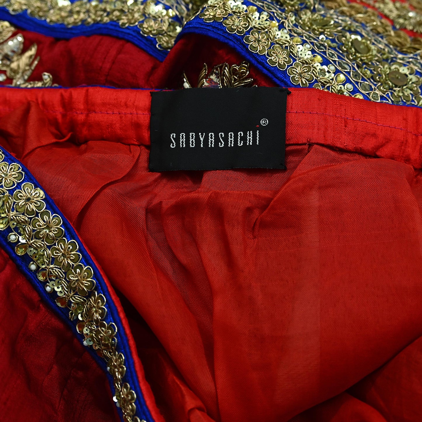 Indian Vintage Heavy Red Pure chanderi Silk Hand Embroidered Lehenga Skirt By Designer Sabyasachi Bridal Wear Dabka/ Zardozi
